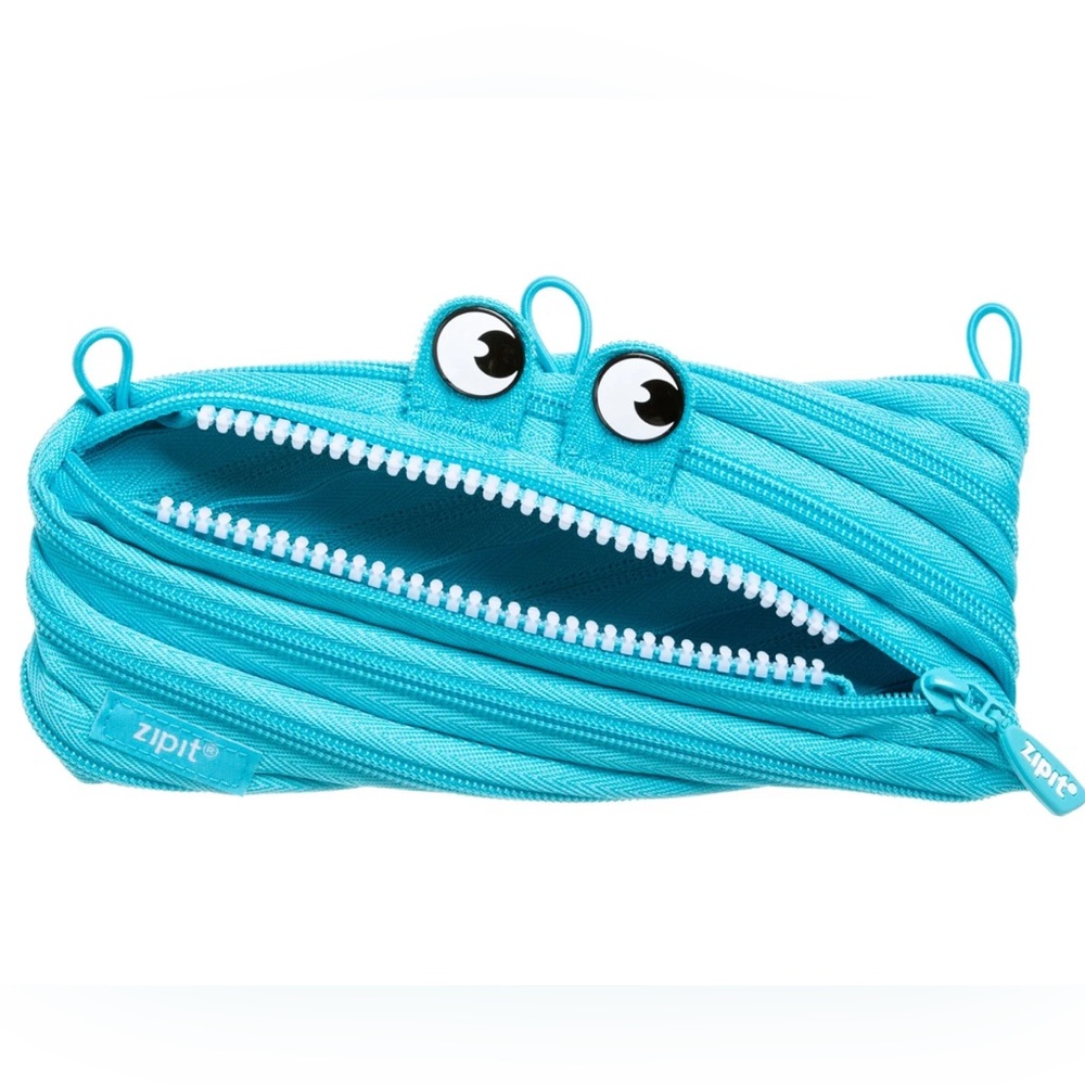 ZIPIT Monster Pencil Case ~ Blue Zip-It Pouch Binder Case ~ 8.6” x 3.54” ~ NWT